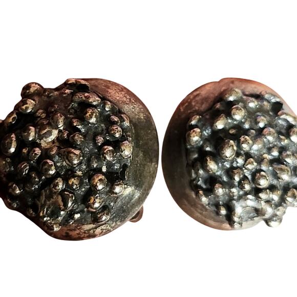 Vtg Zentall Signed Silver Modernist Brutalist Clip Earrings - Picture 2 of 3
